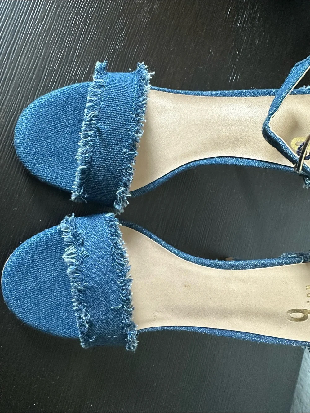 NEW! No. 6 Frayed Denim Ankle Strap Heels - Blue